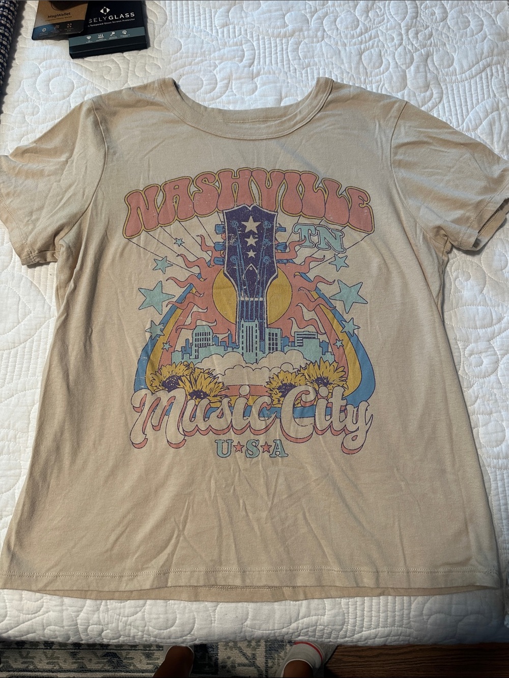 Zoe + Liv Beige Nashville Music City Graphic Tee